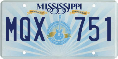 MS license plate MQX751