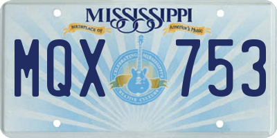 MS license plate MQX753