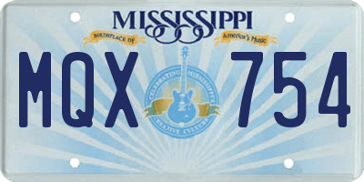 MS license plate MQX754