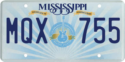MS license plate MQX755