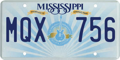 MS license plate MQX756