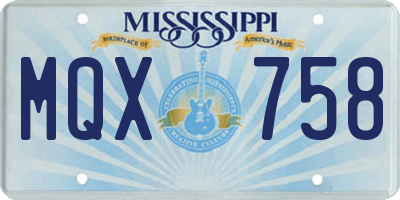 MS license plate MQX758