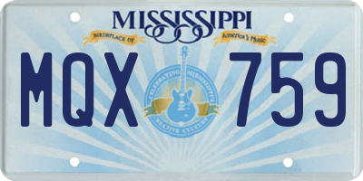 MS license plate MQX759
