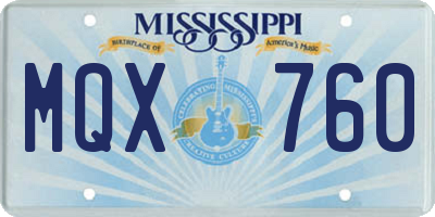 MS license plate MQX760