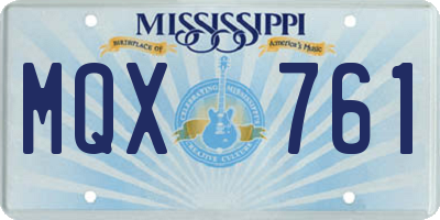 MS license plate MQX761