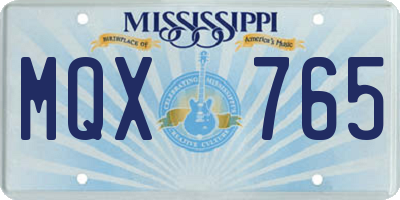 MS license plate MQX765