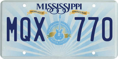 MS license plate MQX770