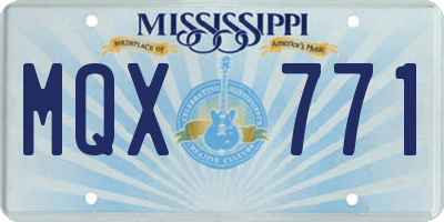 MS license plate MQX771
