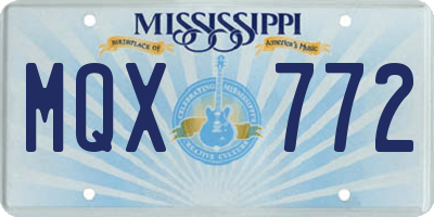 MS license plate MQX772