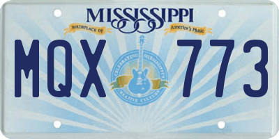 MS license plate MQX773