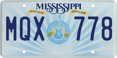 MS license plate MQX778