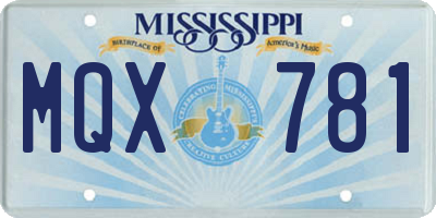 MS license plate MQX781