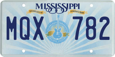 MS license plate MQX782