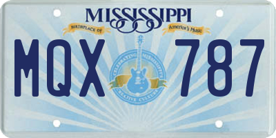 MS license plate MQX787