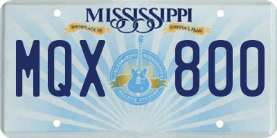 MS license plate MQX800