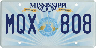 MS license plate MQX808