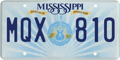 MS license plate MQX810