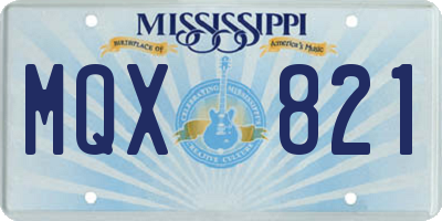 MS license plate MQX821
