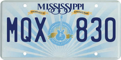MS license plate MQX830