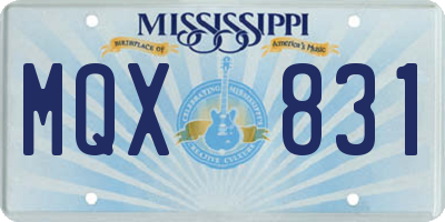 MS license plate MQX831