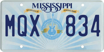 MS license plate MQX834