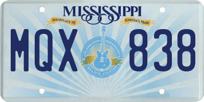 MS license plate MQX838