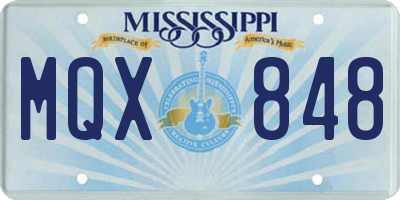 MS license plate MQX848