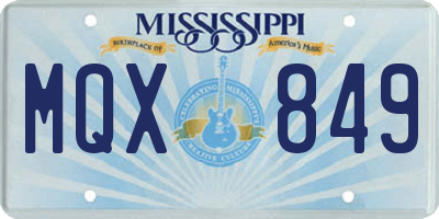 MS license plate MQX849
