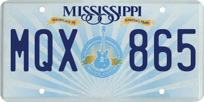 MS license plate MQX865
