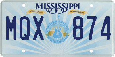 MS license plate MQX874