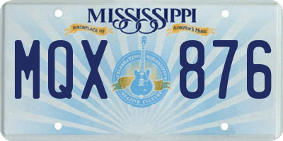 MS license plate MQX876