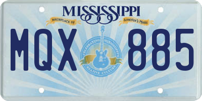MS license plate MQX885
