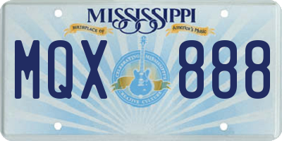 MS license plate MQX888