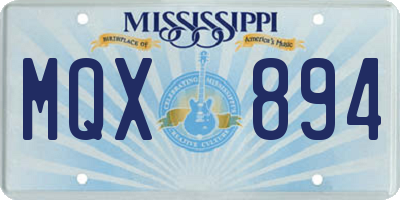 MS license plate MQX894