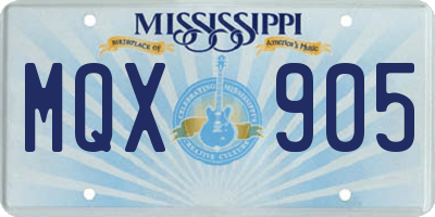 MS license plate MQX905