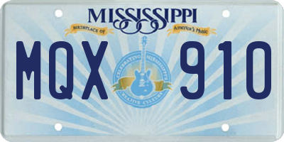 MS license plate MQX910