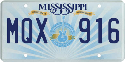 MS license plate MQX916