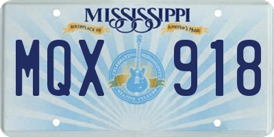 MS license plate MQX918