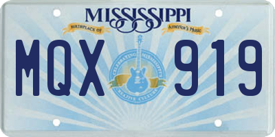 MS license plate MQX919