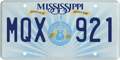MS license plate MQX921