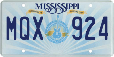 MS license plate MQX924