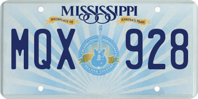 MS license plate MQX928