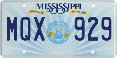 MS license plate MQX929