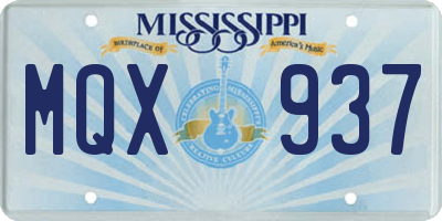 MS license plate MQX937