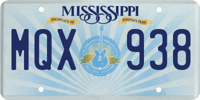MS license plate MQX938