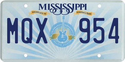 MS license plate MQX954