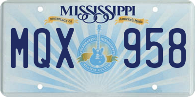 MS license plate MQX958