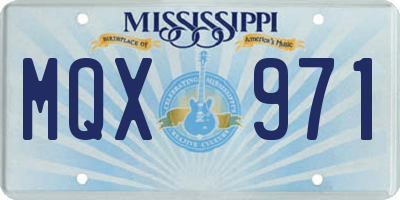 MS license plate MQX971