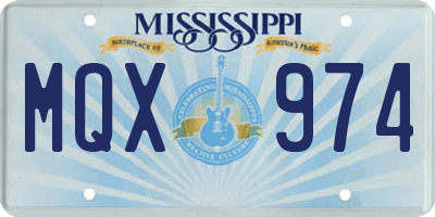 MS license plate MQX974