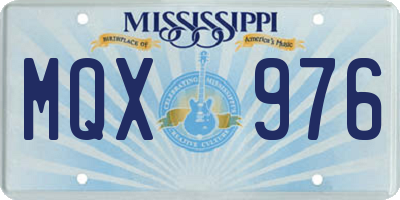 MS license plate MQX976